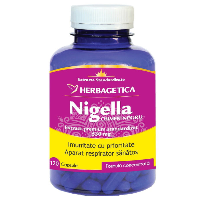 Supliment alimentar Herbagetica Nigella Chimen Negru, extract 530 mg, 120 capsule
