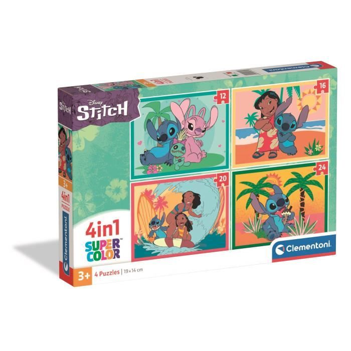 Puzzle Clementoni Disney Stitch 4 în 1, 12–24 piese, 3+ ani
