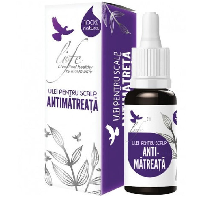 Ulei pentru scalp Bionovativ Antimătreață, 100% natural, pentru păr gras, 10 ml