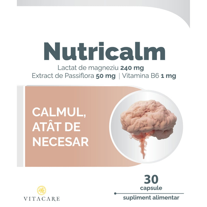Supliment alimentar Vitacare Nutricalm cu magneziu, vitamina B6 și passiflora, 30 capsule