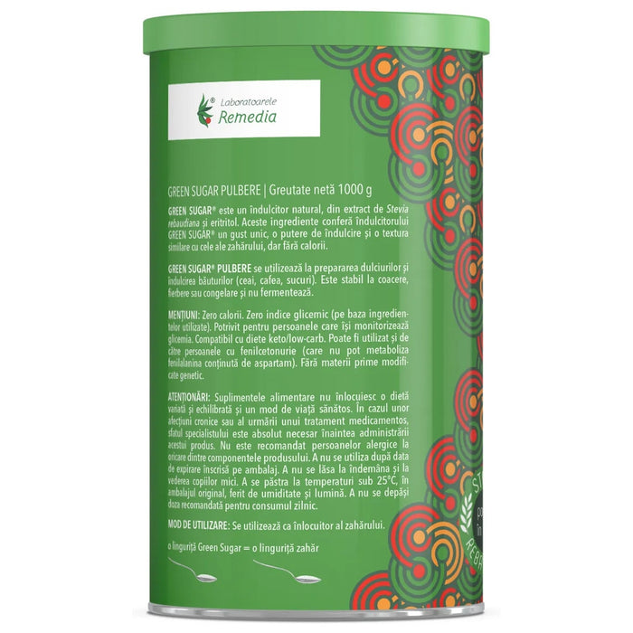 Îndulcitor pudră Green Sugar, cutie metalică, 1 kg