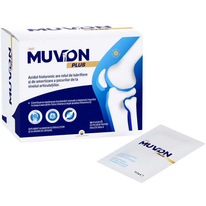 Supliment alimentar Sun Wave Pharma Muvon Plus, cu colagen hidrolizat și vitamina C, 30 plicuri