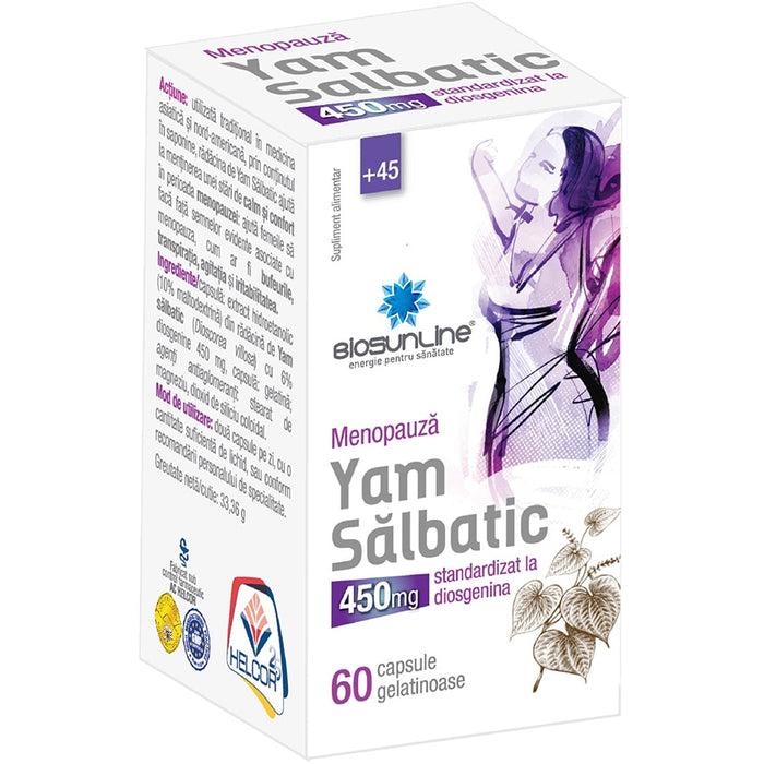Supliment alimentar BioSunLine Yam sălbatic, 450 mg, 60 capsule