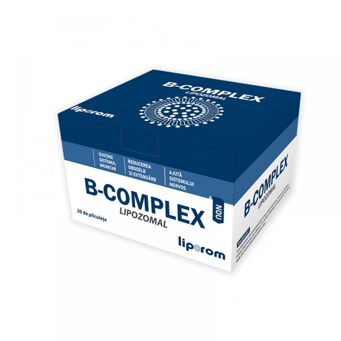 Supliment alimentar Liporom B-Complex lipozomal cu aromă de lămâie, 30 plicuri