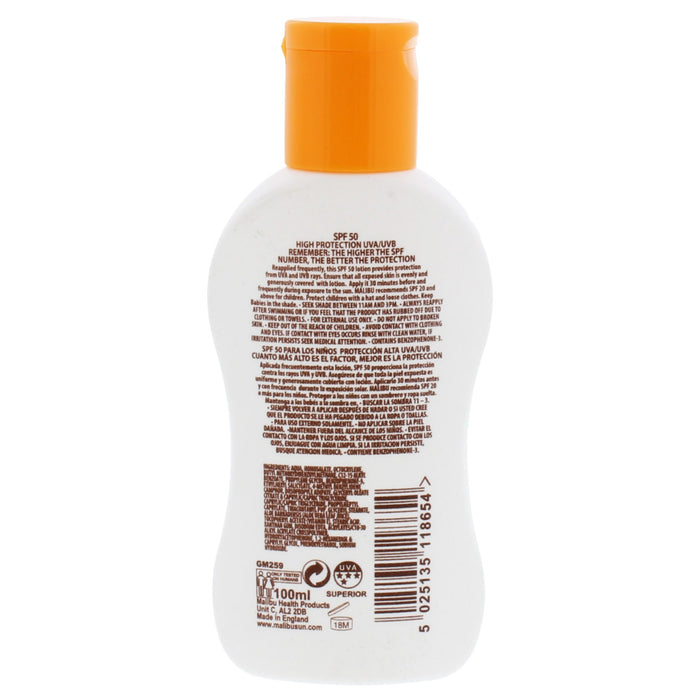 Loțiune protecție solară copii, Malibu, SPF 50, 100 ml, aloe vera