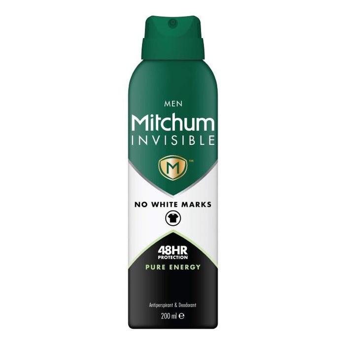 Deodorant spray, Mitchum, Invisible Pure Energy, 200 ml, anti-pete albe