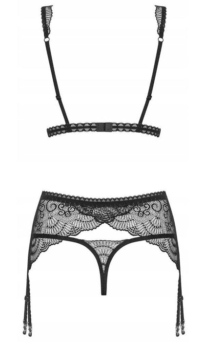 Set 3 piese damă, Obsessive, Poliamidă, Negru, L/XL