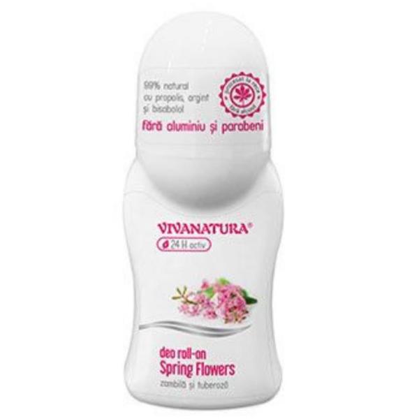 Deodorant roll-on VivaNatura Spring Flowers, cu zambilă și tuberoză, 50 ml