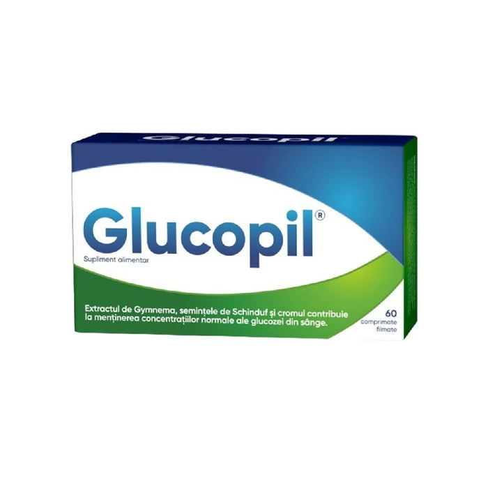 Supliment alimentar Zdrovit Glucopil, cu extracte de Gymnema, Schinduf și Dud alb, 60 comprimate filmate