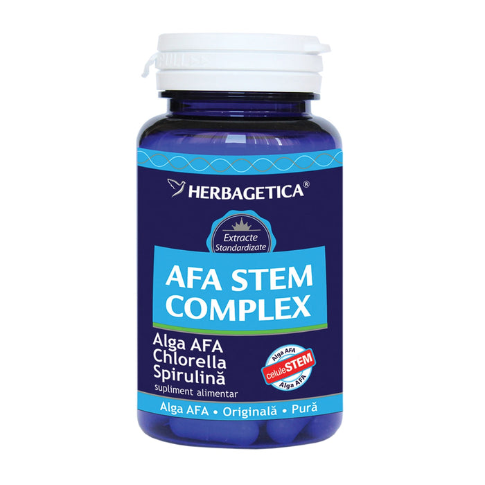 Supliment alimentar Herbagetica Afa Stem Complex, cu alga AFA, Chlorella și Spirulina, 60 capsule vegetale