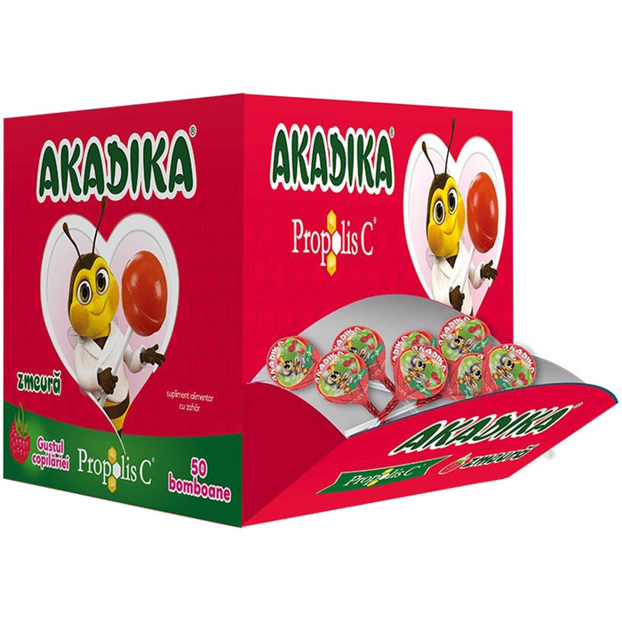 Supliment alimentar pentru copii Fiterman Pharma Akadika Propolis C, aromă de zmeură, 50 acadele