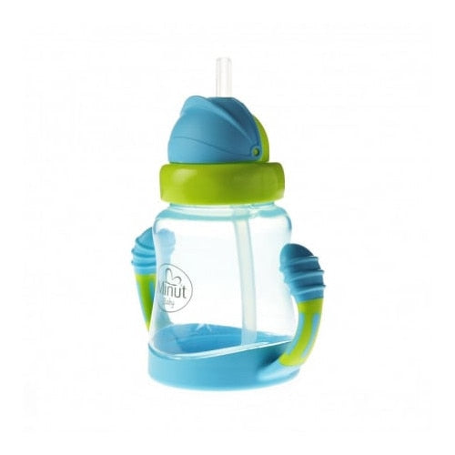 Cană cu pai Minut Baby, cu mânere și sistem anticurgere, pentru copii de la 6 luni, 210 ml