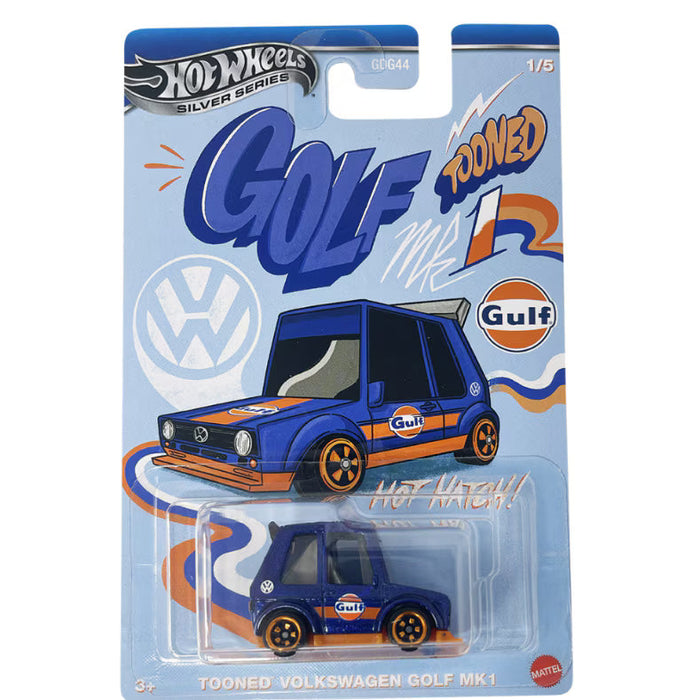 Mașinuță Mattel Hot Wheels Gulf Tooned, Volkswagen Golf Mk1, 3+ ani