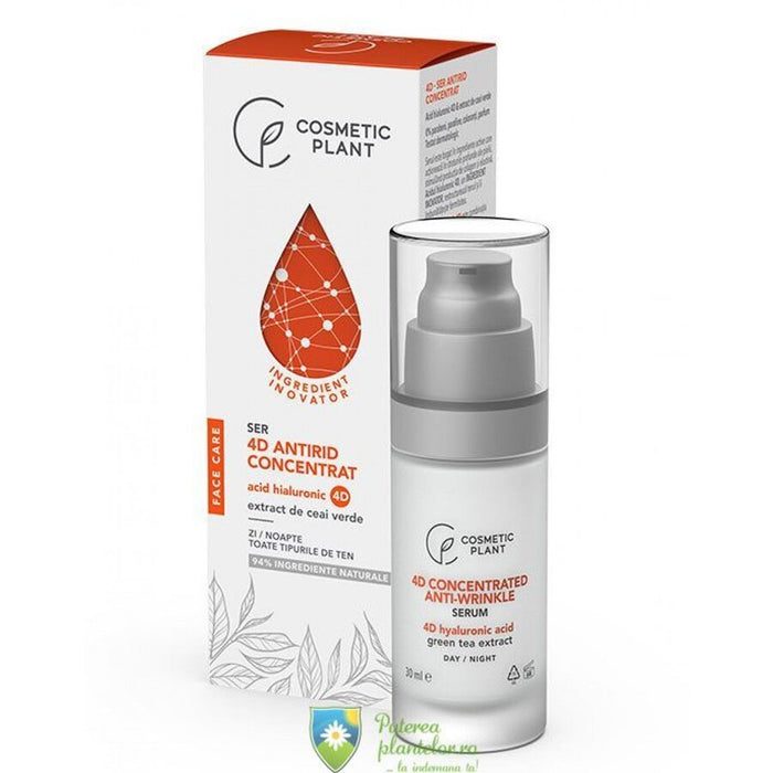 Ser antirid Cosmetic Plant Face Care 4D cu acid hialuronic și ceai verde, 30 ml