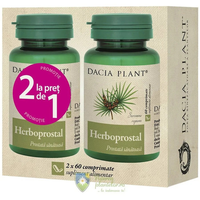Supliment alimentar Dacia Plant Herboprostal, cu palmier-pitic și urzică, 120 comprimate (2 x 60)
