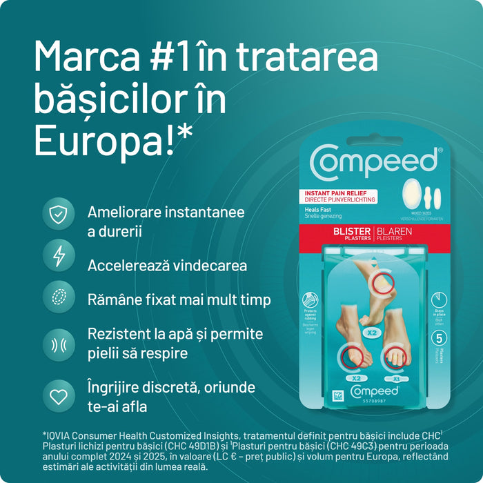 Plasturi pentru bășici Compeed Mix, 3 formate, 5 bucăți