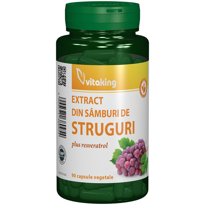 Supliment alimentar Vitaking Extract din sâmburi de struguri cu resveratrol, 90 capsule vegetale