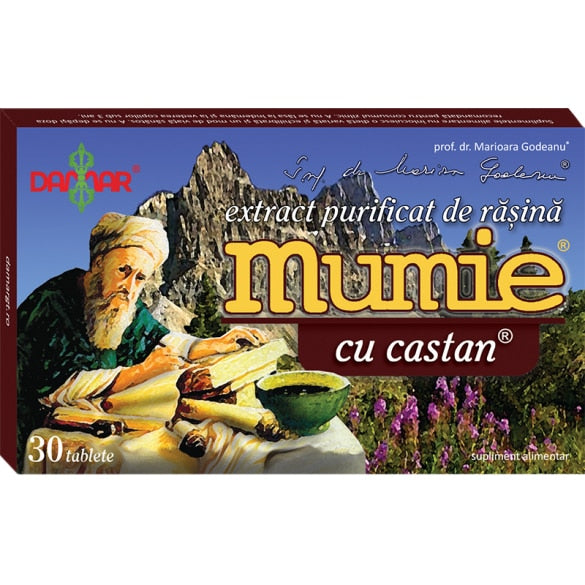 Supliment alimentar Mumie, extract purificat de rășină cu castan, 30 comprimate
