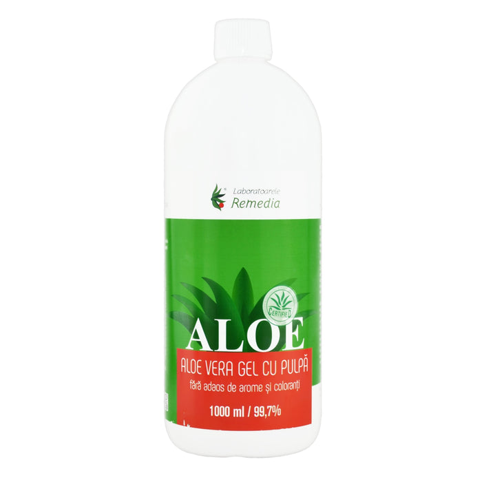 Gel de Aloe Vera Remedia, cu pulpă, 99,7%, 1000 ml