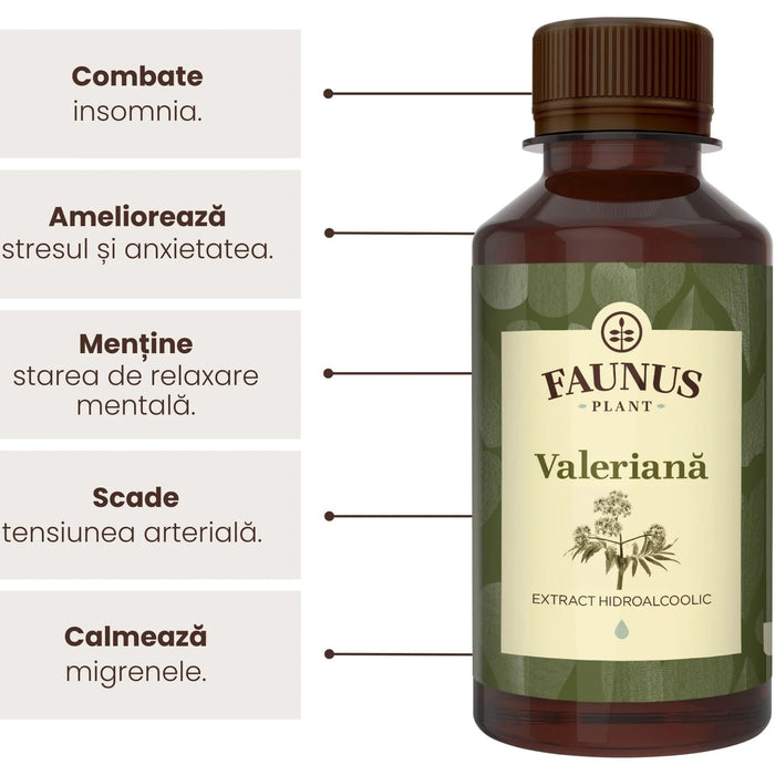 Tinctură de valeriană Faunus Plant, extract hidroalcoolic, 200 ml
