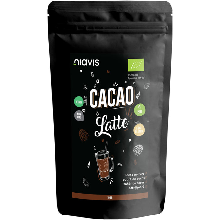 Pulbere pentru băutură Niavis Cacao Latte ecologică, cu cacao și scorțișoară, 150 g