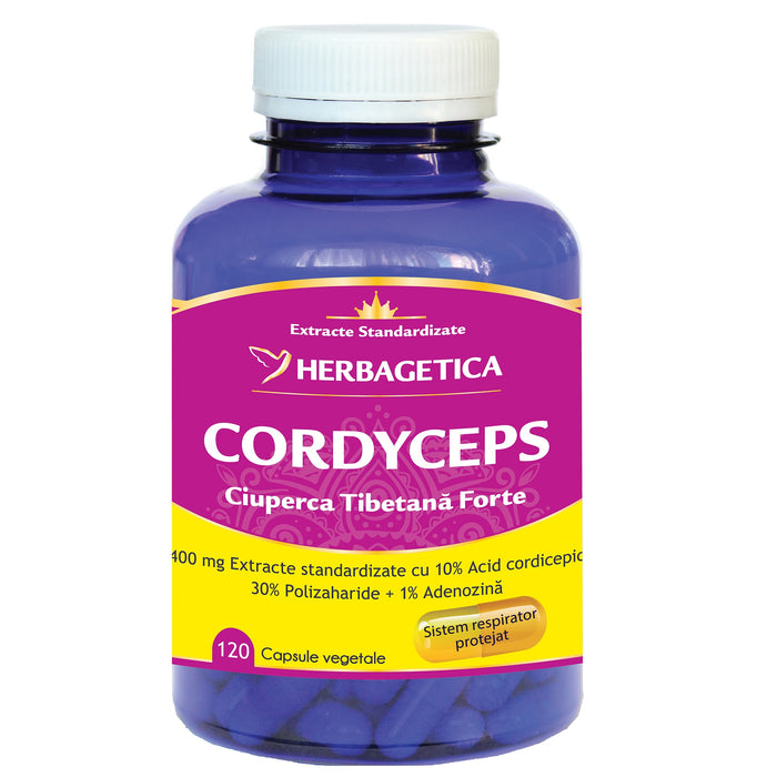 Supliment alimentar Herbagetica Cordyceps Ciupercă Tibetană Forte, 120 capsule vegetale