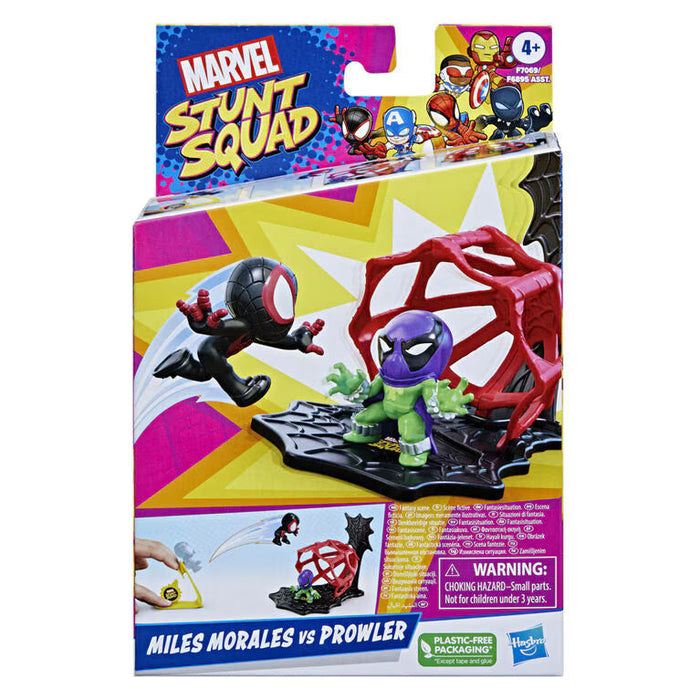 Set de figurine Hasbro Marvel Stunt Squad, Miles Morales vs Prowler, 2 figurine, 4+ ani