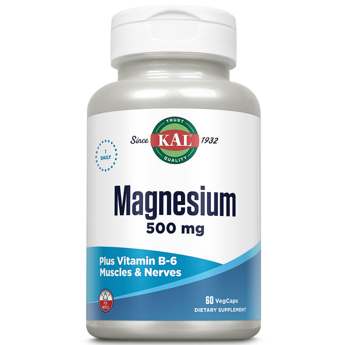 Supliment alimentar KAL Magnesium 500 mg cu vitamina B6, 60 capsule vegetale