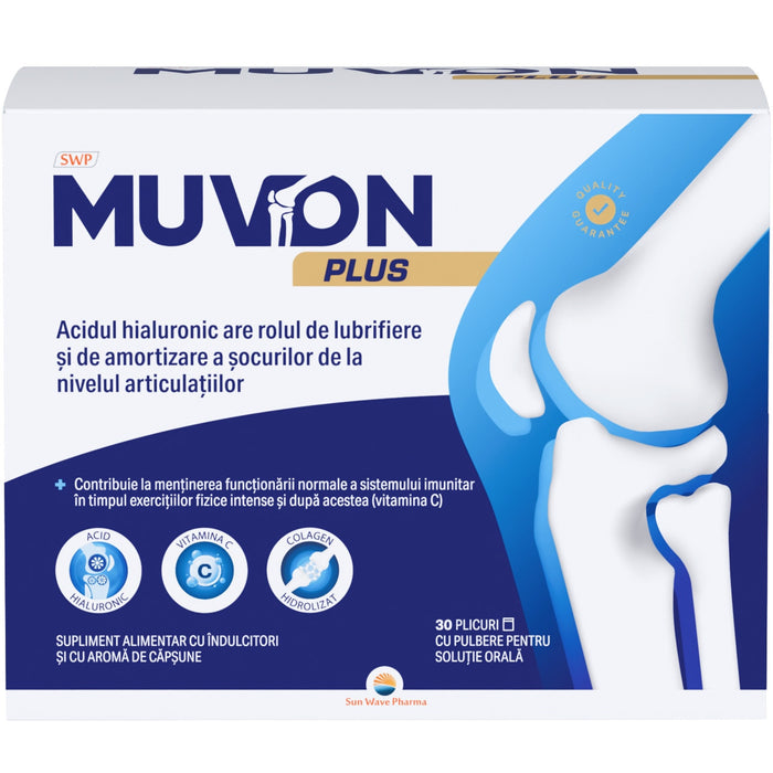 Supliment alimentar Sun Wave Pharma Muvon Plus, cu colagen hidrolizat și vitamina C, 30 plicuri