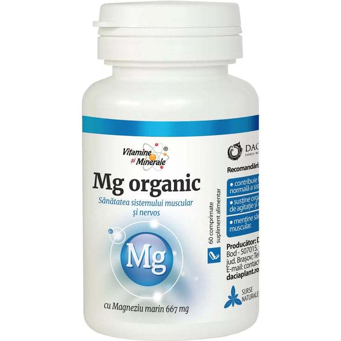 Supliment alimentar Dacia Plant Magneziu organic, cu magneziu marin, 60 comprimate