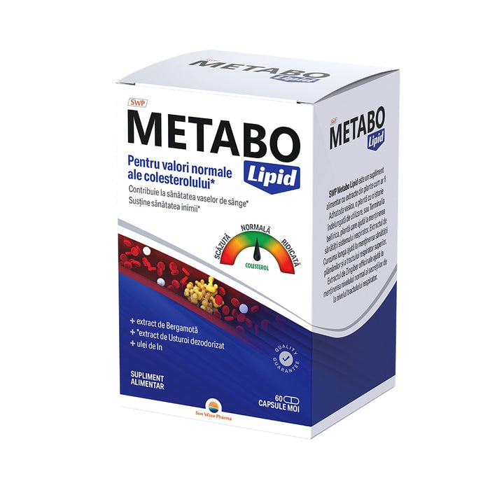 Supliment alimentar Sun Wave Pharma Metabo Lipid cu bergamotă, ulei de in și usturoi, 60 capsule moi