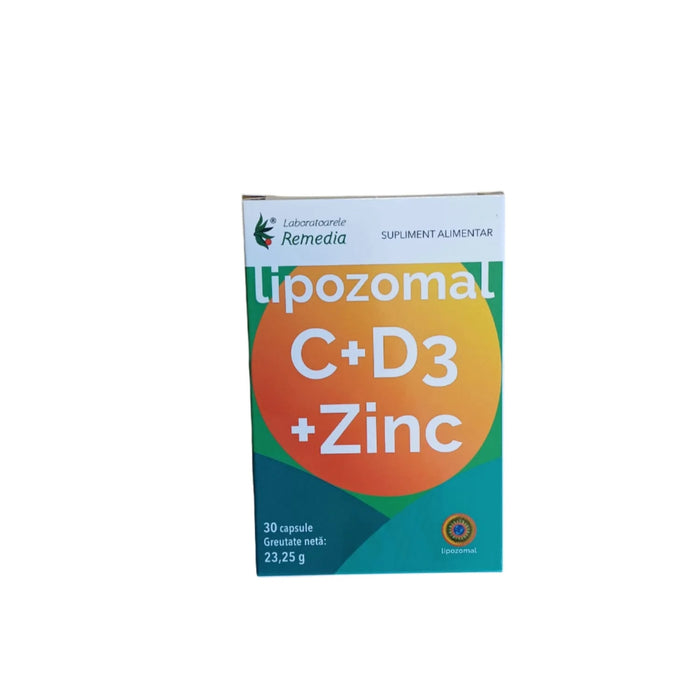 Supliment alimentar Remedia Vitamina C + D3 + zinc lipozomal, 30 capsule