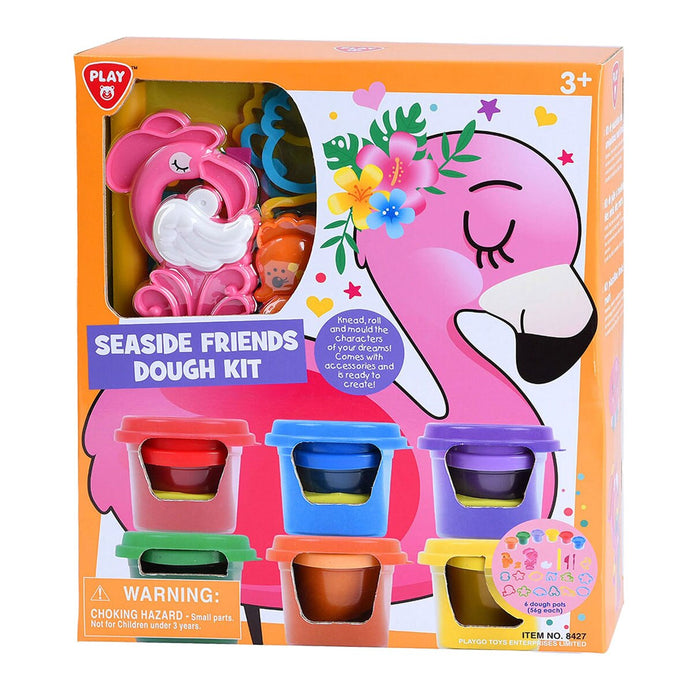 Set de plastilină PlayGo Seaside Friends, 6 recipiente de 56 g, 3+ ani
