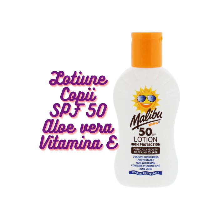 Loțiune protecție solară copii, Malibu, SPF 50, 100 ml, aloe vera
