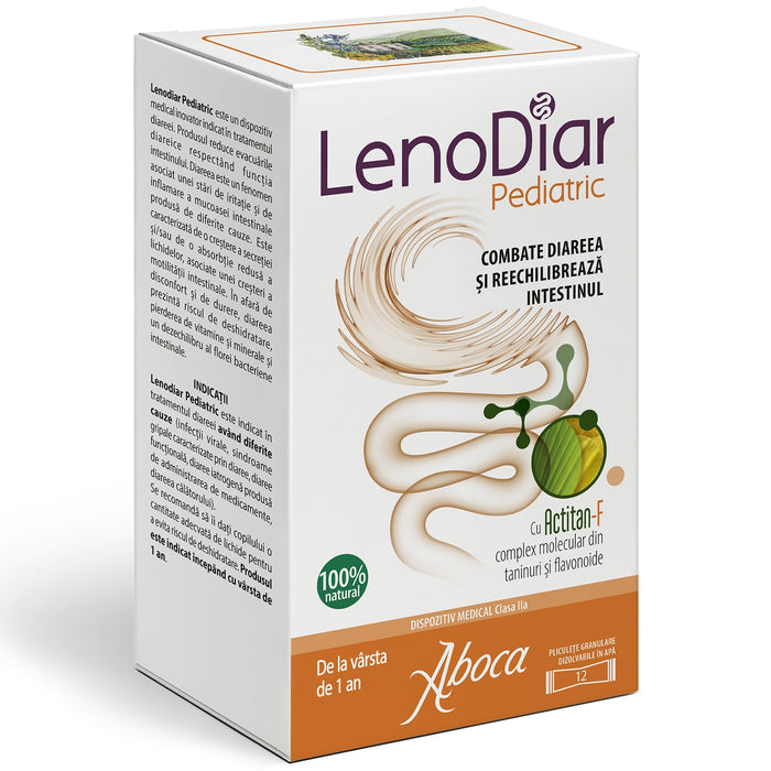 Dispozitiv medical Aboca LenoDiar Pediatric, granule pentru copii, 12 plicuri