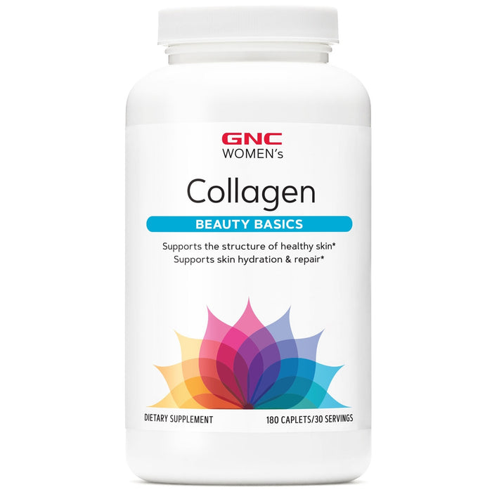 Supliment alimentar GNC Women's Collagen, cu colagen, vitamina C și acid hialuronic, 180 comprimate