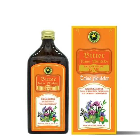 Supliment alimentar Hypericum Bitter Taina Plantelor, extract hidroalcoolic din 30 de plante, 200 ml