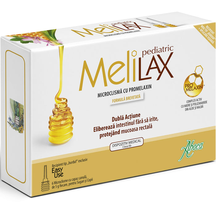 Microclisme Aboca MeliLax Pediatric, pentru copii, 6 x 5 g