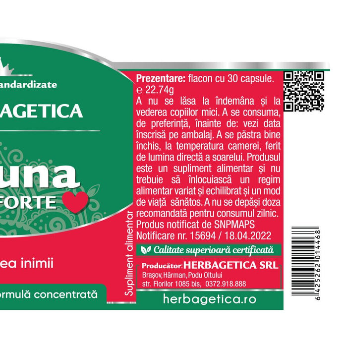 Supliment alimentar Herbagetica Arjuna Cardio Forte, 30 capsule