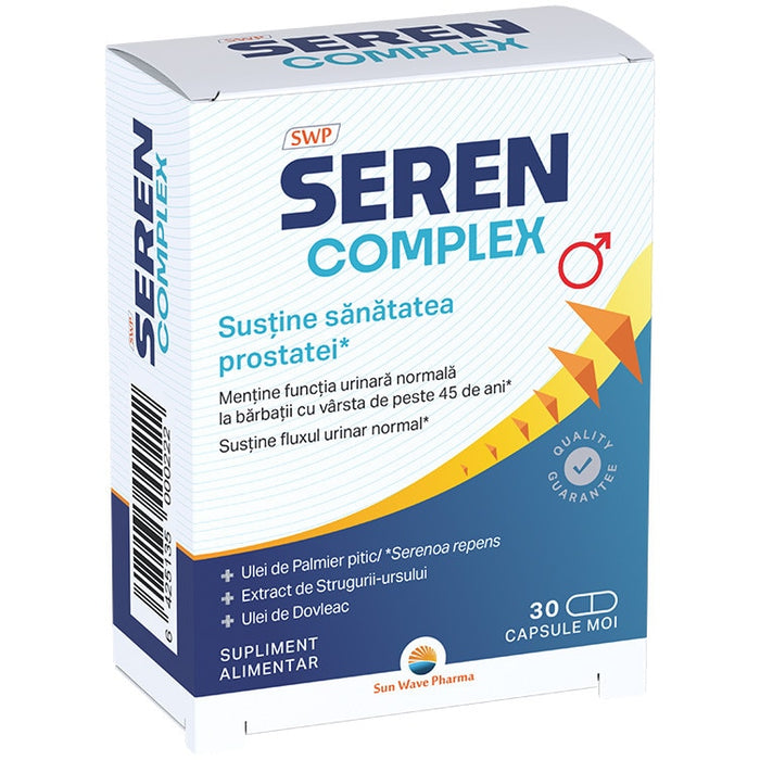 Supliment alimentar Sun Wave Pharma Seren Complex cu palmier-pitic și ulei de dovleac, 30 capsule