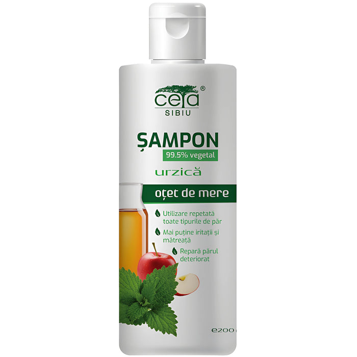 Șampon Ceta Sibiu cu urzică și oțet de mere, 200 ml