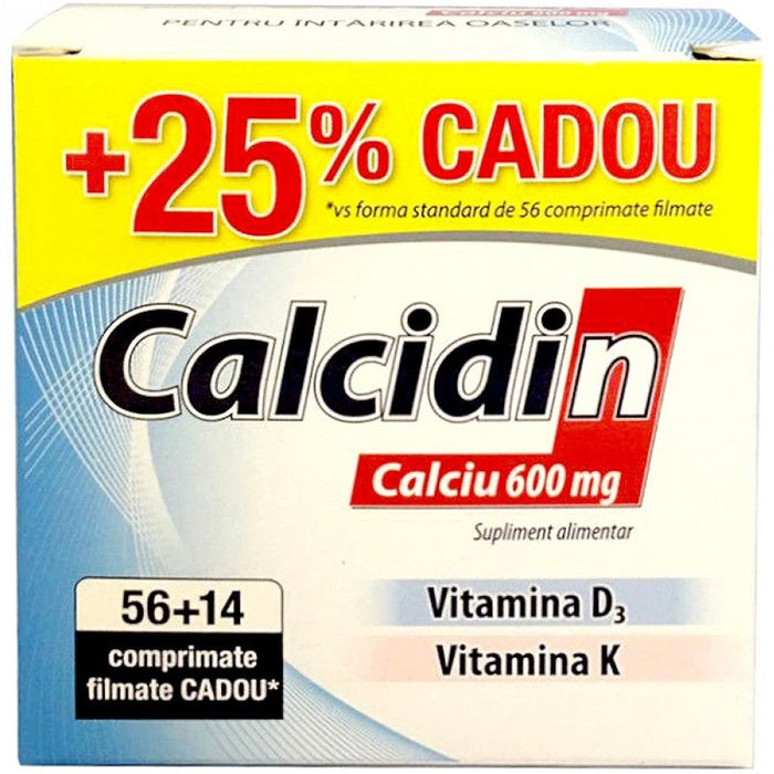 Supliment alimentar Zdrovit Calcidin 600 mg, cu vitaminele D3 și K, 70 comprimate filmate