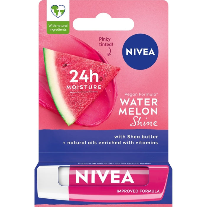 Balsam de buze Nivea Watermelon Shine, cu aromă de pepene verde, 4,8 g / 5,5 ml