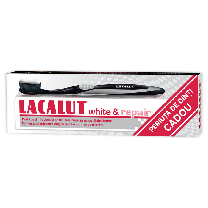 Pastă de dinți Lacalut White & Repair, cu fluor, 75 ml + periuță de dinți