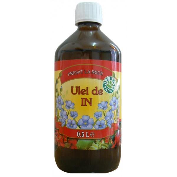 Ulei din semințe de in Herbavit, presat la rece, pentru uz intern, 500 ml