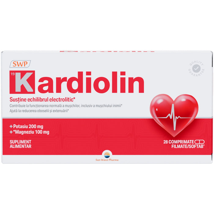Supliment alimentar Sun Wave Pharma Kardiolin cu potasiu și magneziu, 28 comprimate filmate