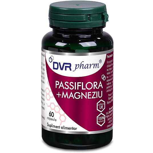 Supliment alimentar DVR Pharm Passiflora + Magneziu, 60 capsule