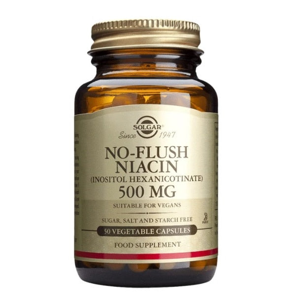 Supliment alimentar, Solgar No-Flush Niacin 500 mg, 50 capsule vegetale