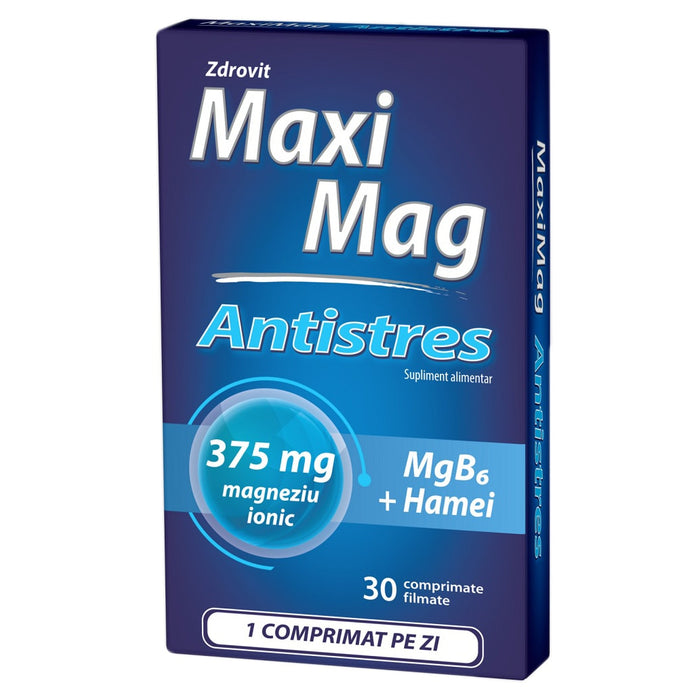 Supliment alimentar Zdrovit MaxiMag Antistres cu magneziu, vitamina B6 și hamei, 30 comprimate filmate