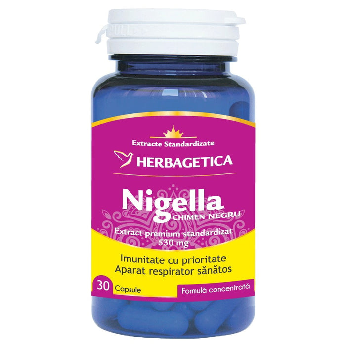 Supliment alimentar Herbagetica Nigella Chimen Negru, extract 530 mg, 30 capsule